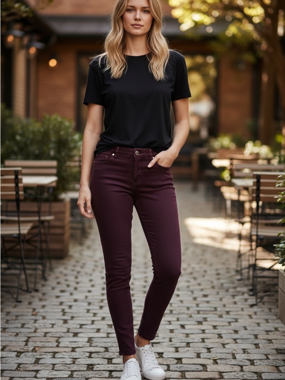 Buffalo David Bitton Slim Skinny Jeans in Plum